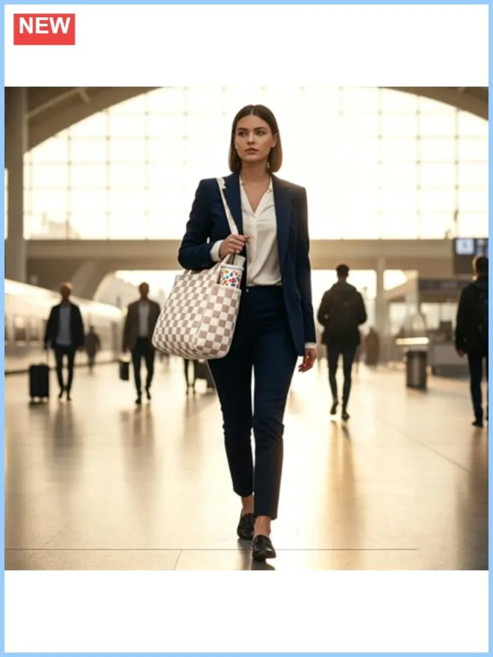 Women's Corduroy Tote Bag Multi-Pocket Shoulder Work Bag Laptop Holder